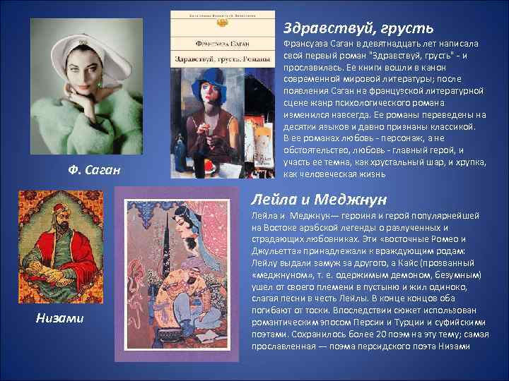 Здравствуй, грусть Ф. Саган Франсуаза Саган в девятнадцать лет написала свой первый роман "Здравствуй,