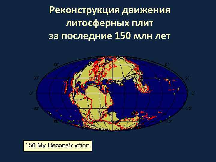 Реконструкция движения литосферных плит за последние 150 млн лет 