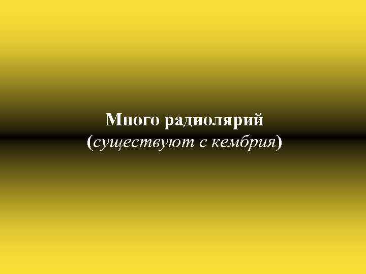 Много радиолярий (существуют с кембрия) 