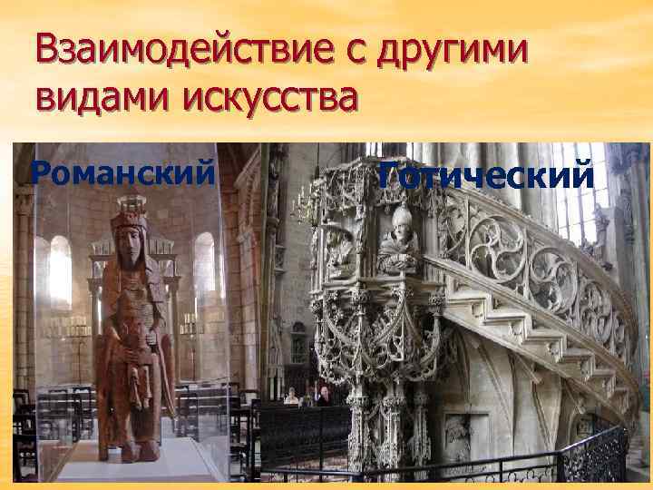 Взаимодействие с другими видами искусства Романский Готический 