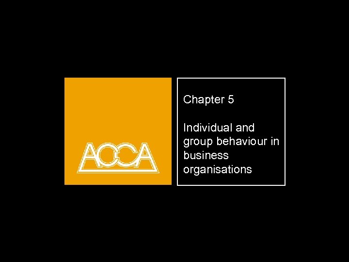 Chapter 5 Individual and group behaviour in business organisations 