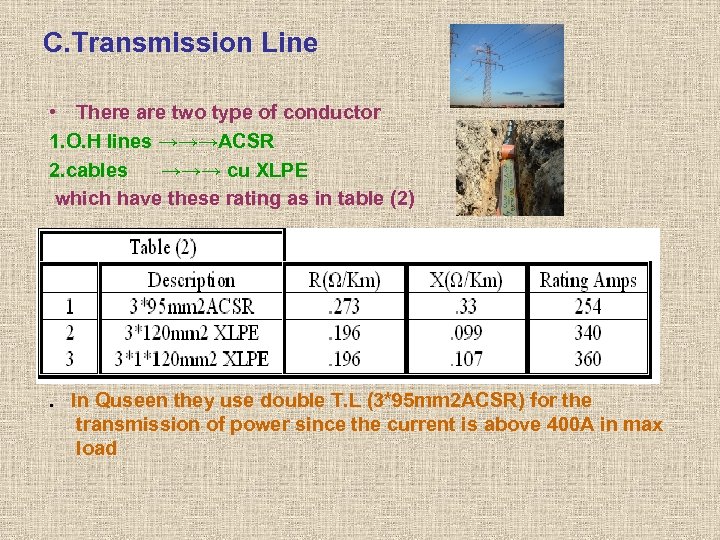 C. Transmission Line • There are two type of conductor 1. O. H lines