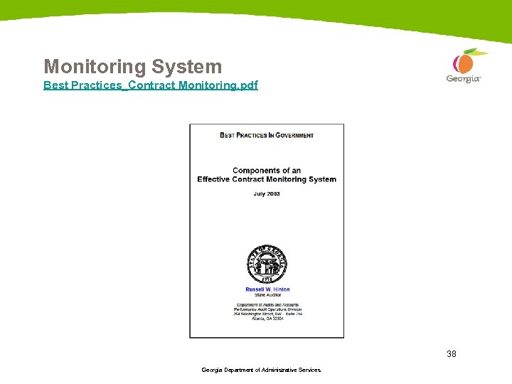 Monitoring System Best Practices_Contract Monitoring. pdf 38 Georgia Department of Administrative Services 