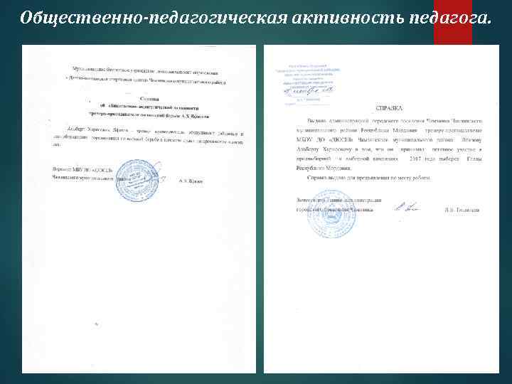 Общественно-педагогическая активность педагога. 