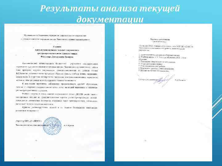 Результаты анализа текущей документации 