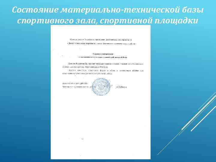Состояние материально-технической базы спортивного зала, спортивной площадки 