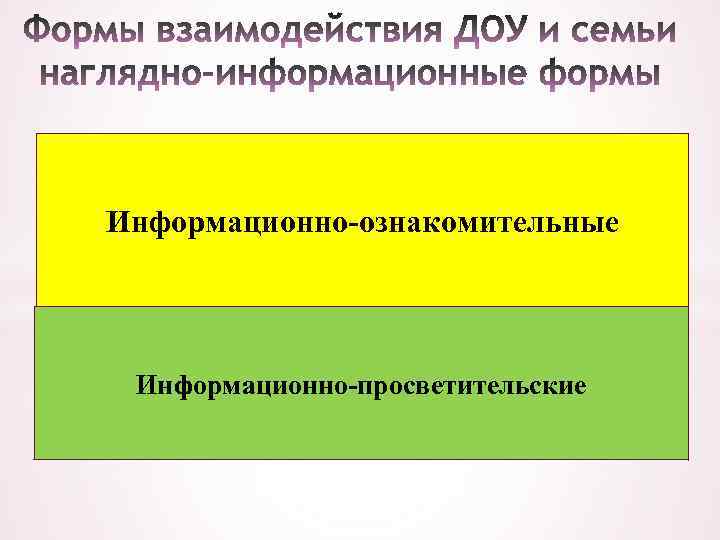 Информационно-ознакомительные Информационно-просветительские 