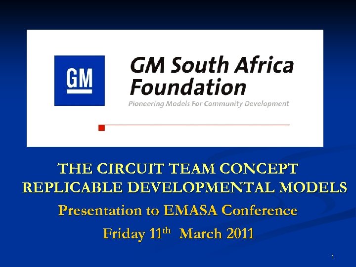 THE CIRCUIT TEAM CONCEPT REPLICABLE DEVELOPMENTAL MODELS Presentation to EMASA Conference Friday 11 th