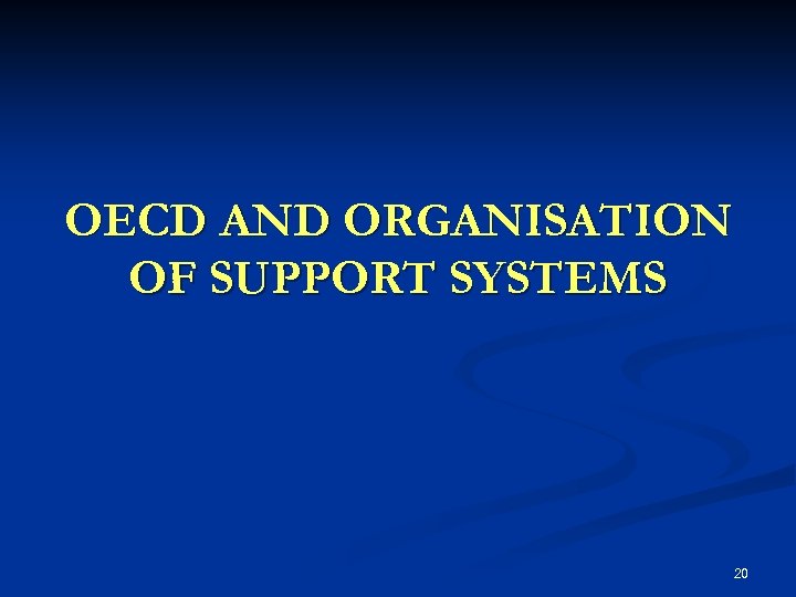OECD AND ORGANISATION OF SUPPORT SYSTEMS 20 
