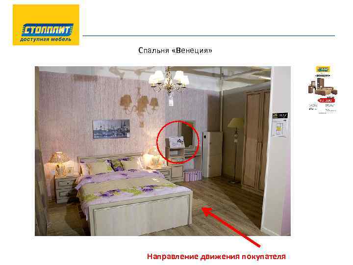 Спальня «Венеция» Направление движения покупателя 