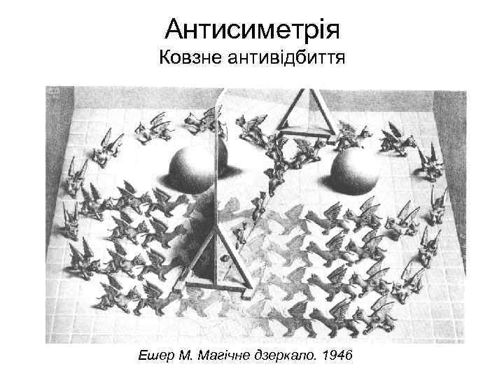 Антисиметрія Ковзне антивідбиття Ешер М. Магічне дзеркало. 1946 