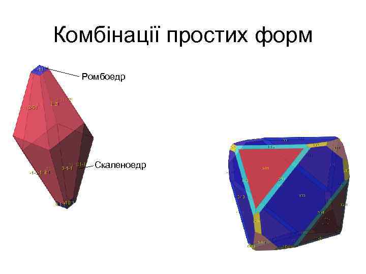 Комбінації простих форм Ромбоедр Скаленоедр 