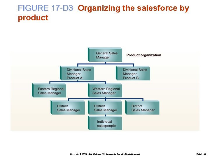 FIGURE 17 -D 3 Organizing the salesforce by product Copyright © 2007 by The