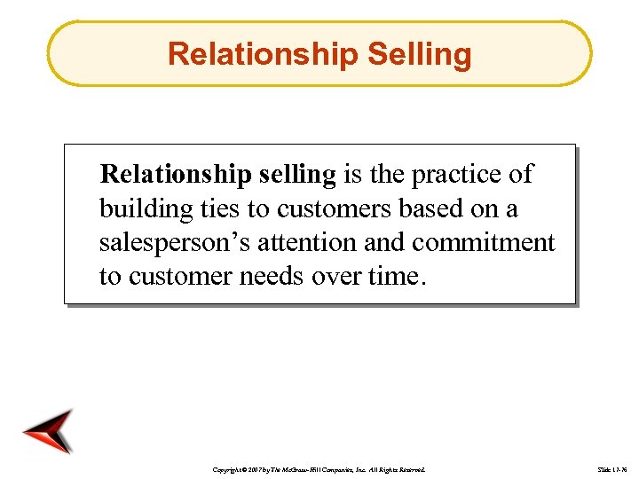 Relationship Selling Relationship selling is the practice of building ties to customers based on