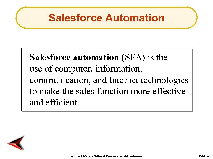 Salesforce Automation Salesforce automation (SFA) is the use of computer, information, communication, and Internet