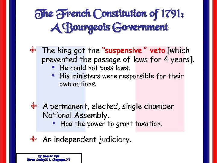 The French Constitution of 1791: A Bourgeois Government V The king got the “suspensive