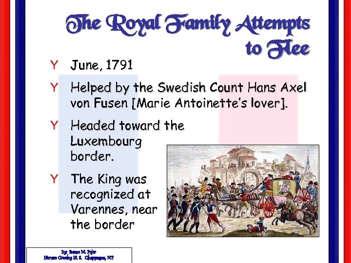 The Royal Family Attempts to Flee Y June, 1791 Y Helped by the Swedish