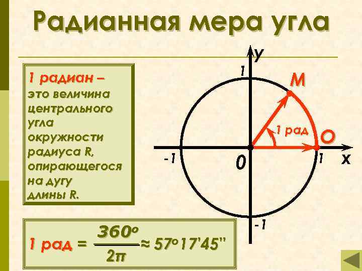 Радианной мере величины углов