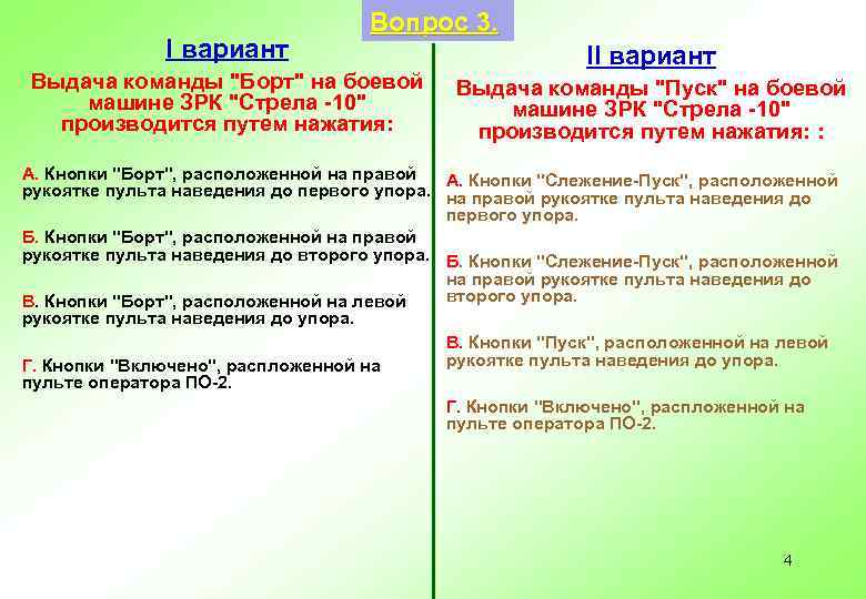 Варианты выдачи