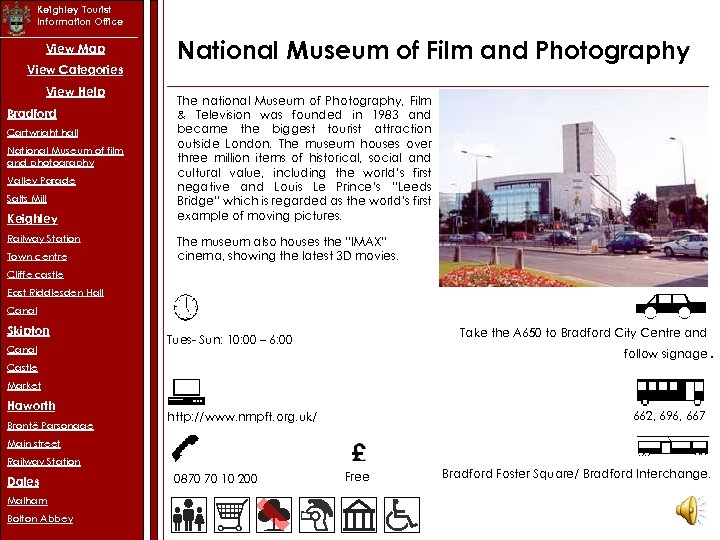 Keighley Tourist Information Office View Map View Categories View Help Bradford Cartwright hall National