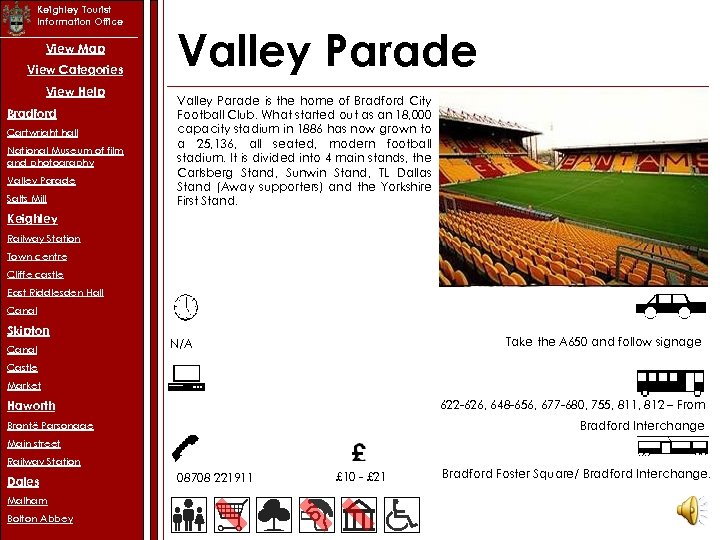 Keighley Tourist Information Office View Map View Categories View Help Bradford Cartwright hall National