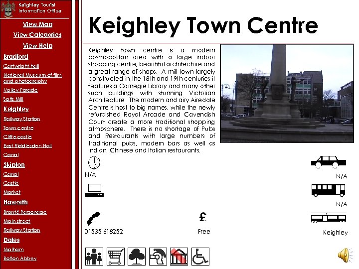 Keighley Tourist Information Office View Map View Categories View Help Bradford Cartwright hall National