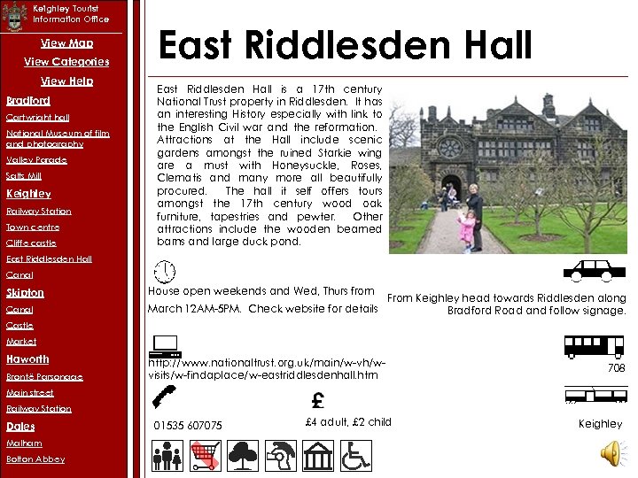 Keighley Tourist Information Office View Map View Categories View Help Bradford Cartwright hall National