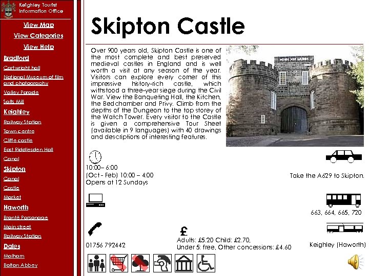 Keighley Tourist Information Office View Map View Categories View Help Bradford Cartwright hall National