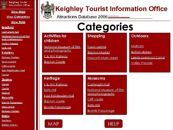 Keighley Tourist Information Office View Map Keighley Tourist Information Office Attractions Database 2006 View