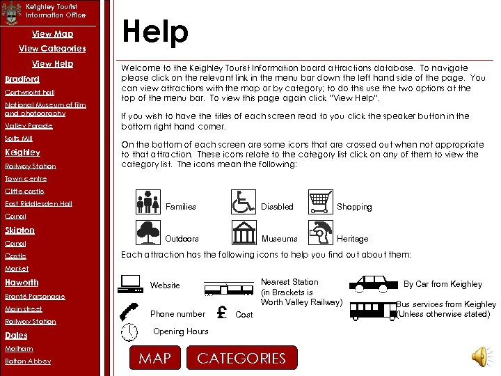 Keighley Tourist Information Office View Map View Categories View Help Bradford Cartwright hall National