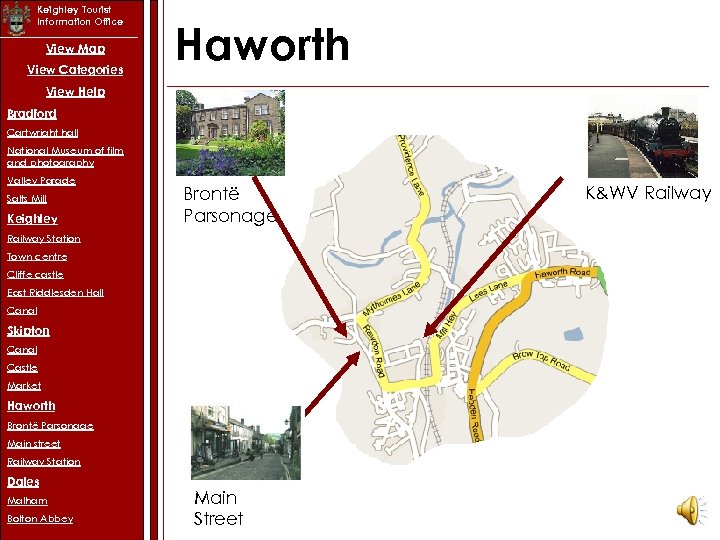 Keighley Tourist Information Office View Map View Categories Haworth View Help Bradford Cartwright hall