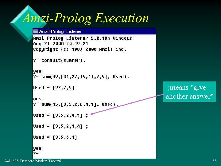 Amzi-Prolog Execution ; means 