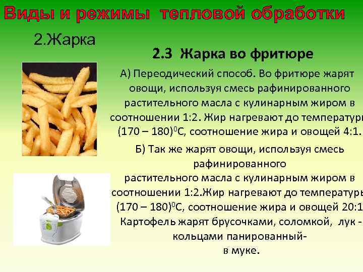 Фритюрные жиры используемые при производстве пищевой