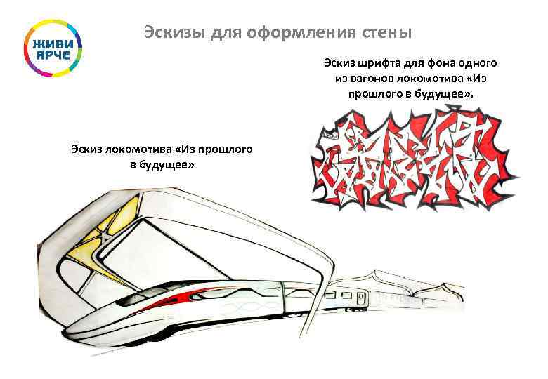 Эскизы для оформления стены Эскиз шрифта для фона одного из вагонов локомотива «Из прошлого