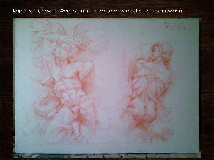 Карандаш, бумага. Фрагмент пергамского алтаря, Пушкинский музей 