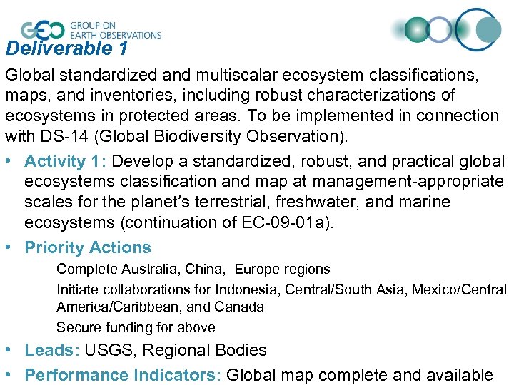 Deliverable 1 Global standardized and multiscalar ecosystem classifications, maps, and inventories, including robust characterizations