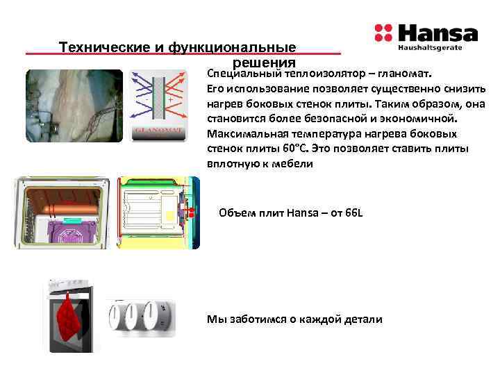 Технические и функциональные решения Специальный теплоизолятор – гланомат. Его использование позволяет существенно снизить нагрев