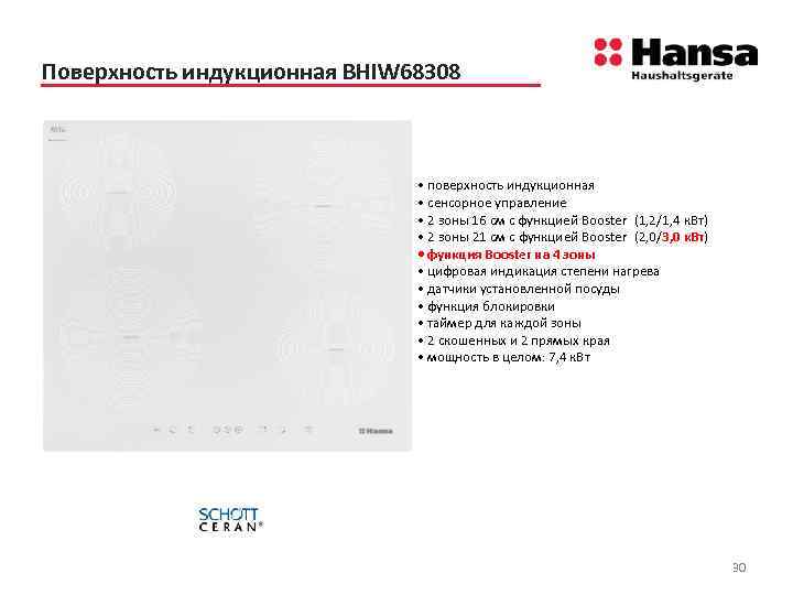 Поверхность индукционная BHIW 68308 • поверхность индукционная • сенсорное управление • 2 зоны 16