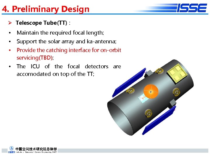 4. Preliminary Design Ø Telescope Tube(TT) : • Maintain the required focal length; •