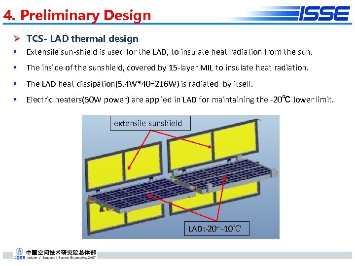 4. Preliminary Design Ø TCS- LAD thermal design • Extensile sun-shield is used for