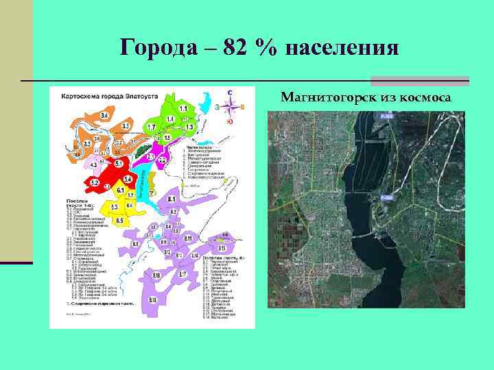 Города – 82 % населения Магнитогорск из космоса 
