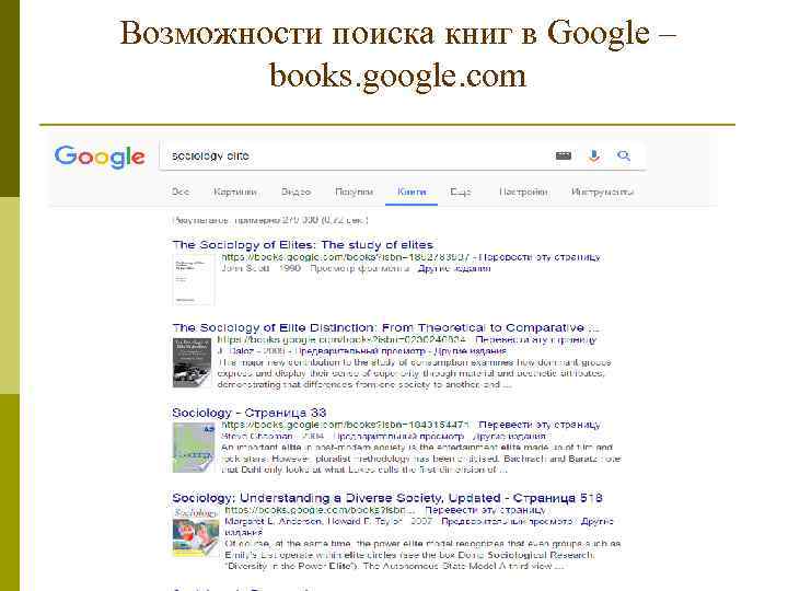 Возможности поиска книг в Google – books. google. com 
