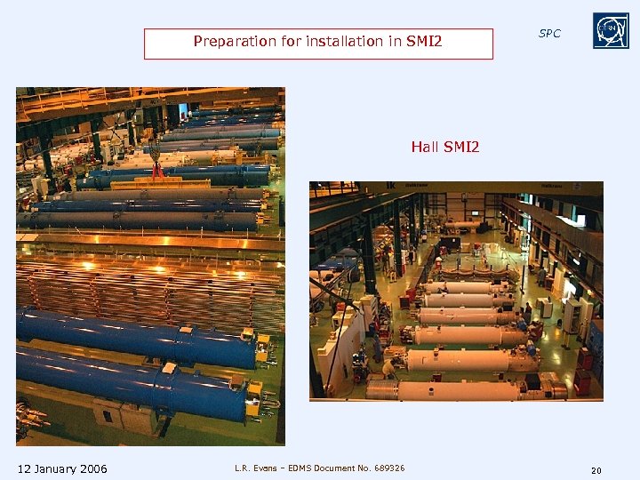 Preparation for installation in SMI 2 SPC Hall SMI 2 12 January 2006 L.