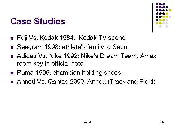 Case Studies l l l Fuji Vs. Kodak 1984: Kodak TV spend Seagram 1998: