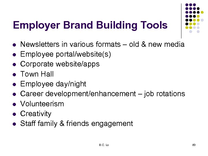 Employer Brand Building Tools l l l l l Newsletters in various formats –