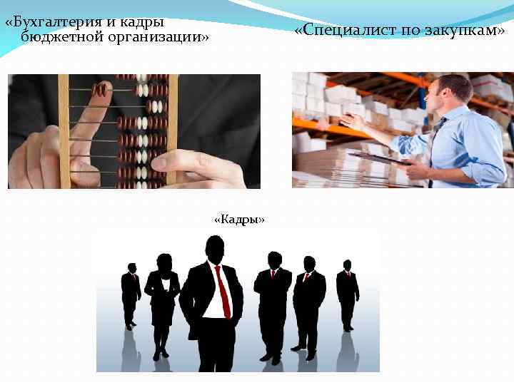  «Бухгалтерия и кадры бюджетной организации» «Специалист по закупкам» «Кадры» 