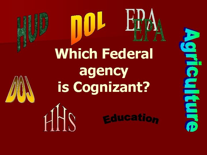 Which Federal agency is Cognizant? 