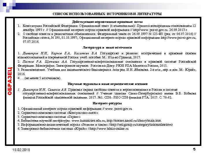 СПИСОК ИСПОЛЬЗОВАННЫХ ИСТОЧНИКОВ И ЛИТЕРАТУРЫ Действующие нормативные правовые акты 1. Конституция Российской Федерации: Официальный