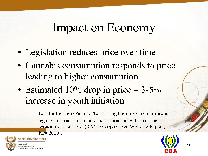 Impact on Economy • Legislation reduces price over time • Cannabis consumption responds to