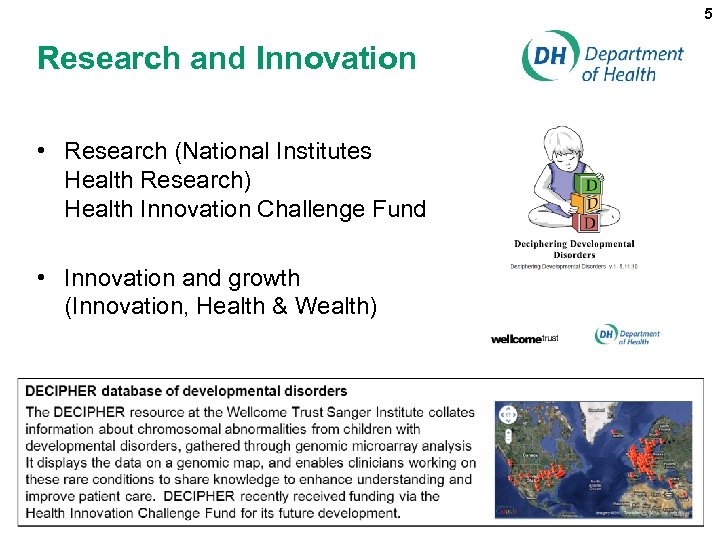 5 Research and Innovation • Research (National Institutes Health Research) Health Innovation Challenge Fund